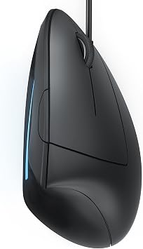 CSL - Vertical Ergonomic USB Mouse - Wired Optical Mouse TM137U - Mice with Ergonomic design - 5 Buttons - 1600dpi - prevention against mouse arm tennis elbow - For Laptop Desktop PC Computer Macbook