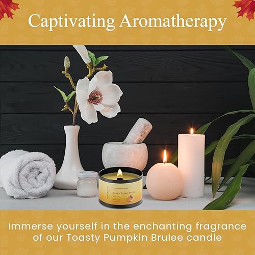 Miniatura 8 de Toasty Pumpkin Brulee - Vela de cera de abeja pura de 30 horas de larga duración, diseño clásico, velas perfumadas para decoración del hogar y