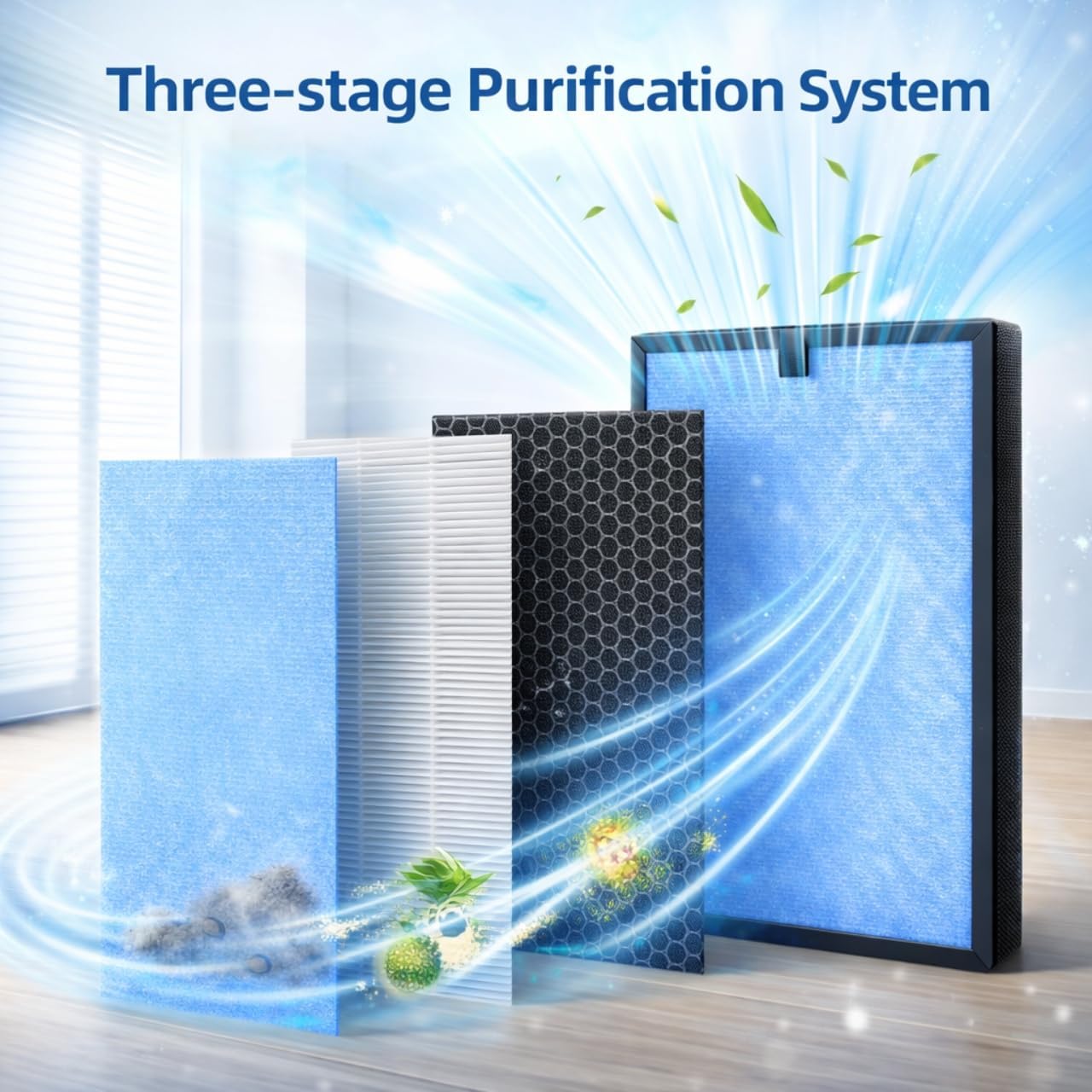 Nispira HP8 Replacement Filter, Compatible with Simpure HP8 Air Purifier, True HEPA and Activated Carbon, 3-Stage Filtration for Smoke, Odors, Dust and Pollen, 3-Pack