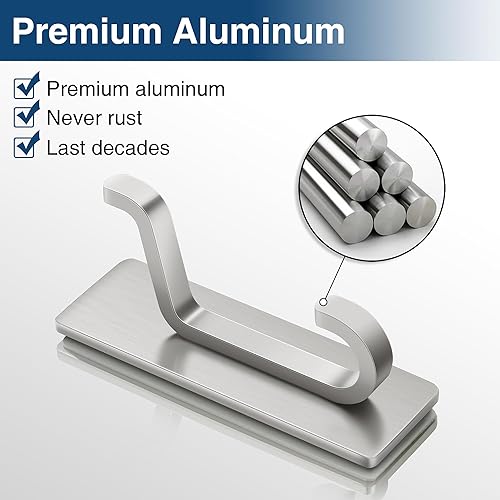 Vista 6 de pickpiff Wall Hooks for Coat and Towel: 13LB Strong Adhesive Door Hanger Stick on, Brushed Nickel