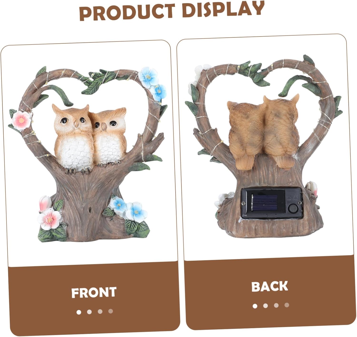 Sosoport 1pc Solar Resin Craft Lamp Outdoor Garden Decor Romantic Couple Owl Design for Lawn Balcony and Landscaping Ornament