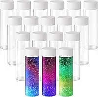 Vista 8 de Tanlade 24 botellas de plástico transparente, botellas sensoriales vacías con tapas para jugo de plástico PET, reutilizable, a prueba de fugas, Tapa