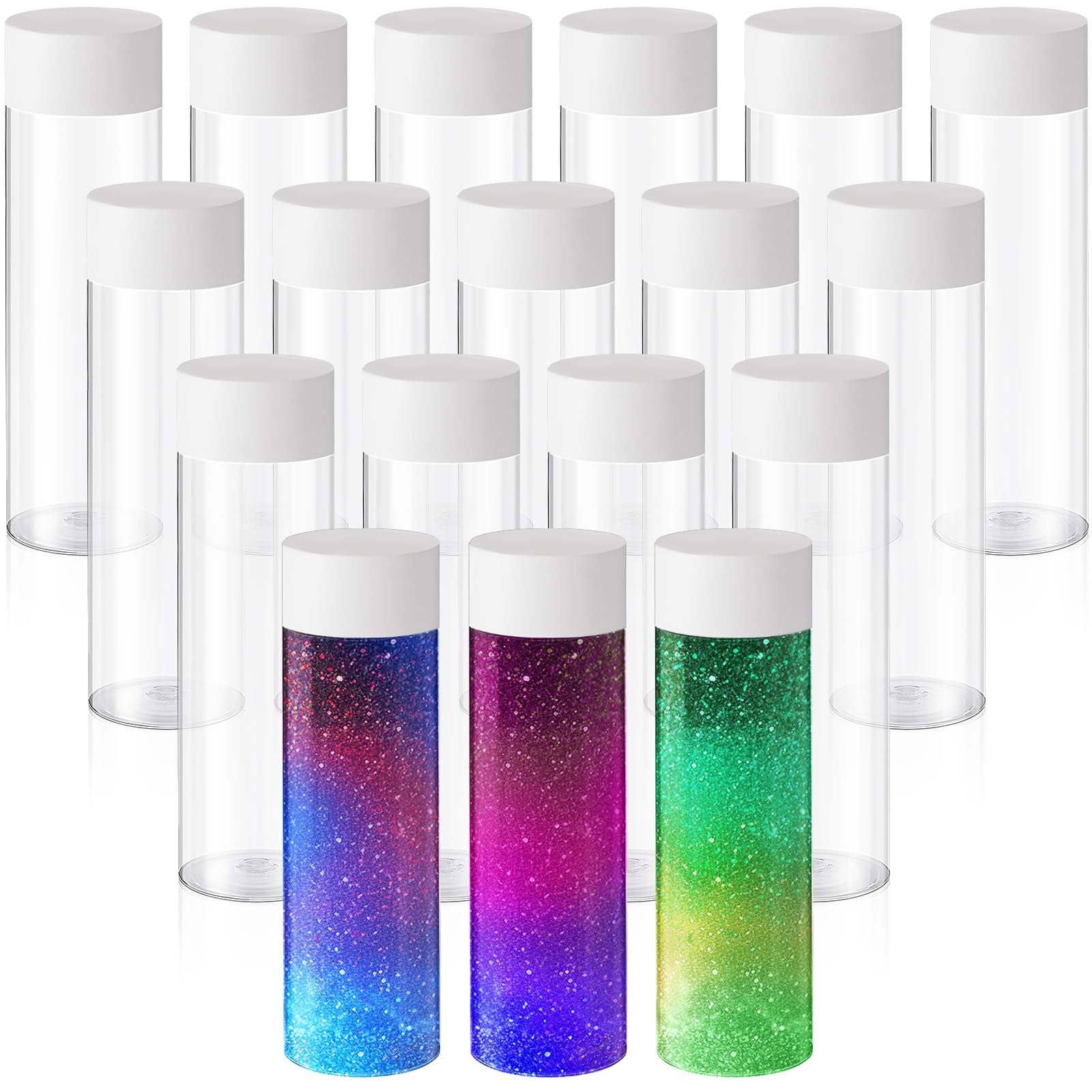 24 Pcs Clear Plastic Bottles Empty Sensory Bottles with Caps PET Plastic Juice Bottles Reusable Bulk Leakproof Drink Container Plastic Sensory Bottles for Juice Milk (White Lid, 10 oz/ 300 ml)