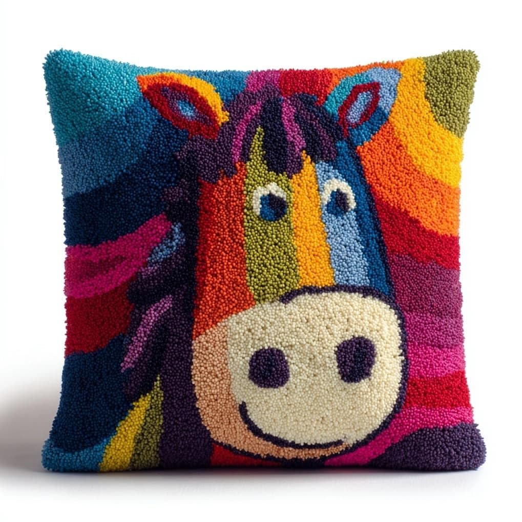 AxiangziK Latch Hook Pillow Case Kits,Animal Horse
