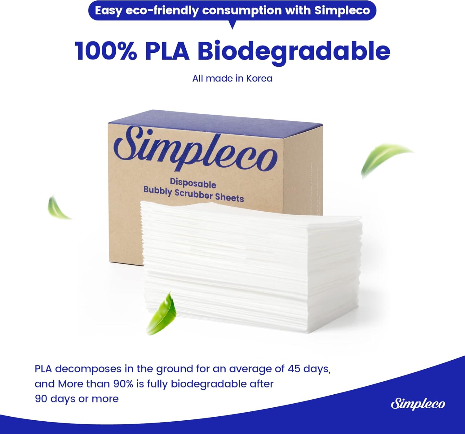 Simpleco Dish Scrubber Sheets – Plant-Based Sheet Sponges for Dishes Infused with Detergent – Eco-Friendly Disposable Cleaning Sponge Sheets – Biodegradable and Compostable – 50-Pack : Health & Household