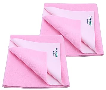 Cozymat Reusable Underpad Washable Incontinence Bed Pad Overnight Sheet, Underpad Mattress Protection for Baby, Elderly & Patient Care (Pack of 2) (Pink, Medium (70cm x 100cm))