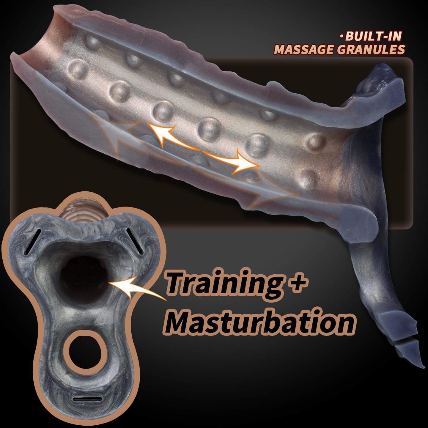 Strap On Penis Sleeve, 6.77 Inch Fantasy Wearable Penis Sleeve Extender with Penis Ring & Adjustable PU Belt, Monster Adult Sex Toy & Games for Men Couples
