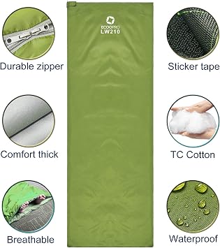 ECOOPRO Warm Weather Sleeping Bag - Portable, Waterproof, Compact Lightweight, Comfort with Compression Sack - Great for Outdoor Camping, Backpacking & Hiking-83 L x 30 W Fits Adults