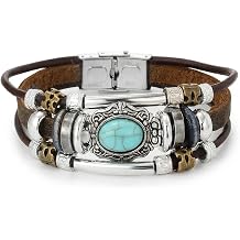 Leather Wrap Bracelets for Women Turquoise Bracelets Western Bracelets for Women Bohemian Stackable Bracelets Multilayer Boho Cuff Bangle