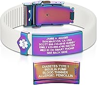 Vista 36 de Divoti Pulsera de identificación de alerta médica grabada personalizada, grabado láser de doble cara, pulsera de silicona, cierre de seguridad