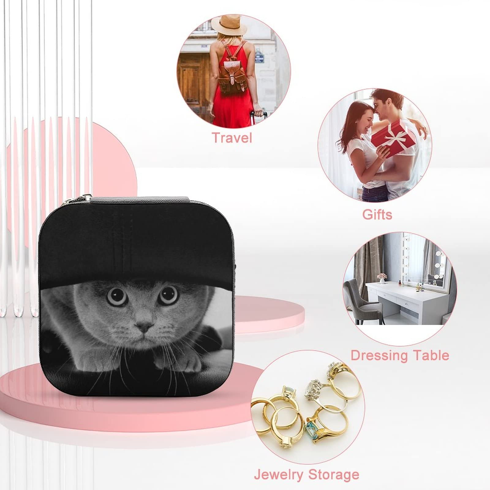 Amazon.co.jp: ネコ 猫 猫柄 可愛い ジュエリーボックス 携帯用 