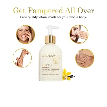 Luxe Beauty Non Greasy & Hyaluronic Acid Moisturizer for Face, Neck & Hands Anti Aging & Non Toxic Body Lotion - Vanilla Lotion w/Silicone-Free, Organic & Plant-Based Ingredients