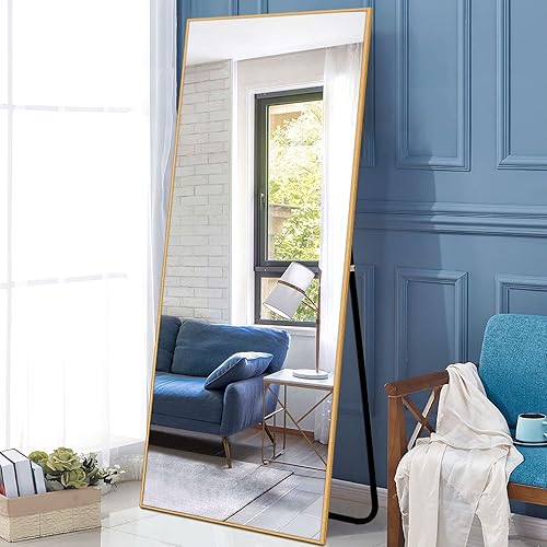 Canisflax Espejo de gran tamaño de longitud completa con soporte, para apoyar en el suelo, para dormitorio, vestidor, espejo de cuerpo completo para
