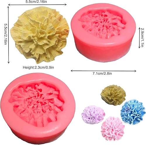 Miniatura 5 de Moldes de jabón de flores de claveles, flores 3D de silicona hechas a mano para derretir dulces, herramientas para hacer galletas de chocolate,