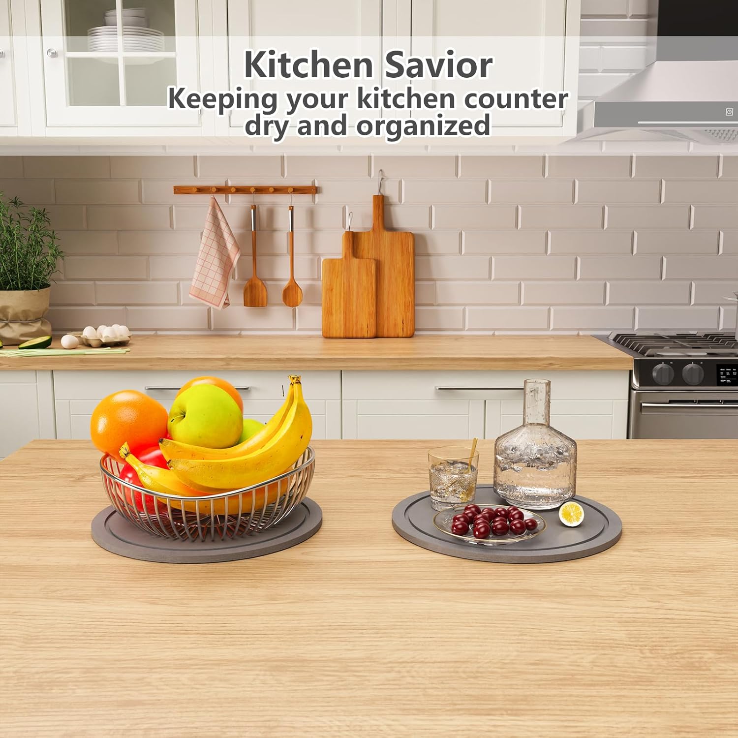 Plant Saucer for Indoors, 8+10 Inch, Instantly Dry Diatomaceous Earth Plant Trays, Stone Plant Pot Saucers Drip & Drainage Tray, Gray - Image 9