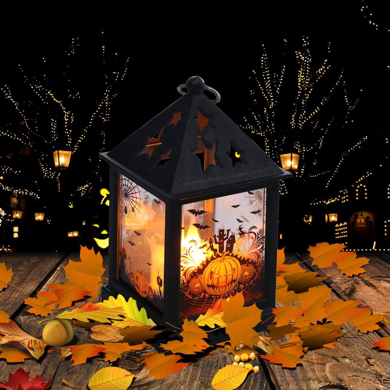 4x Halloween LED Laternen - Kürbis Deko Für Garten & Baum