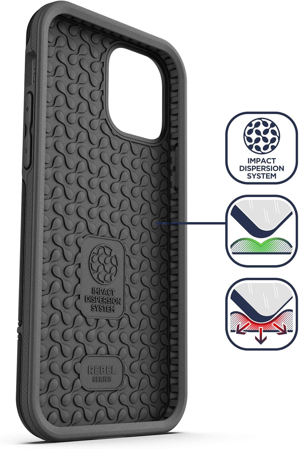 Encased Compatible with iPhone 12 Belt Clip Protective Holster Case (2020 Rebel Armor) Heavy Duty Rugged Full Body Cover with Holder (Black) - Image 6