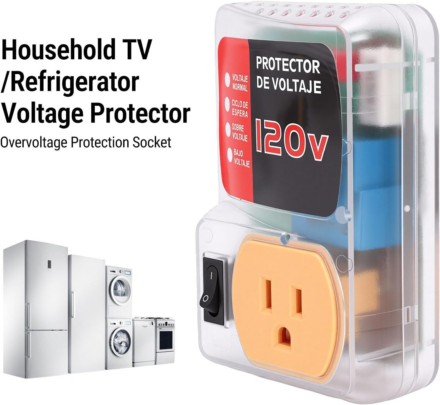 Hilitand Voltage Protector, 20A 2400W Protector with 3 Minute Start Delay and Over Under Voltage Protection for Refrigerator Air Conditioner TV PC Home Appliances (US Plug)