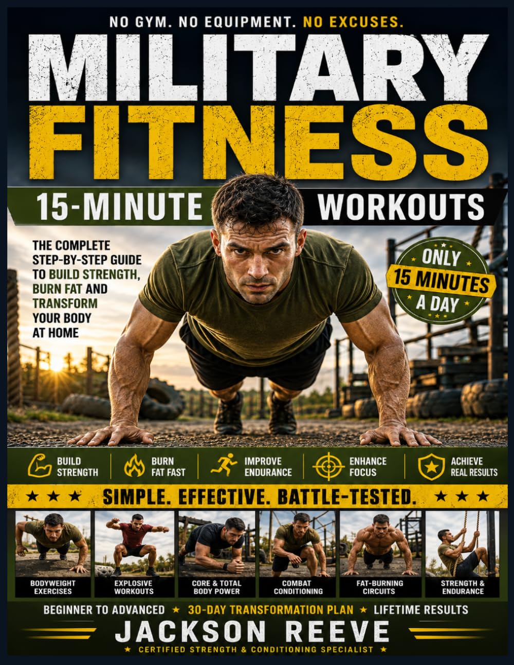 15-MINUTE MILITARY CALISTHENICS WORKOUTS FOR MEN: Build Elite Strength, Burn Stubborn Fat, Increase Endurance, and Develop Military-Level Discipline ... Bodyweight Training in Just 15 Minutes a Day