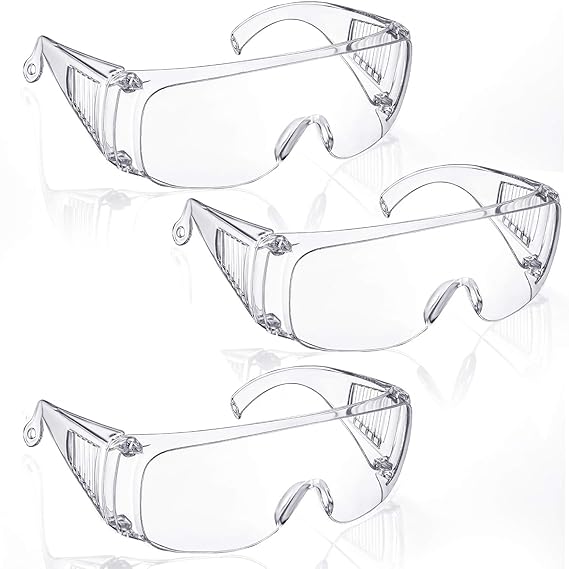 Protective Polycarbonate Eyewear Clear Safety Goggles Anti-Fog Glasses with Impact Resistant Lens for Construction Laboratory Outdoor Eye Protection (3 Pairs)