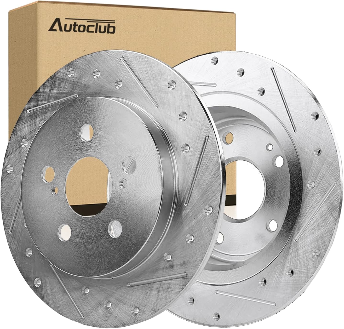 AUTOCLUB 11.06" Brake Rotors Rear for 2008 2009 2010 2011 2012 Toyota Avalon, 2007 2008 2009 2010 2011 Toyota Camry, 2007 2008 2009 2010 2011 2012 ES350 Brakes, Drilled and Slotted Replacement