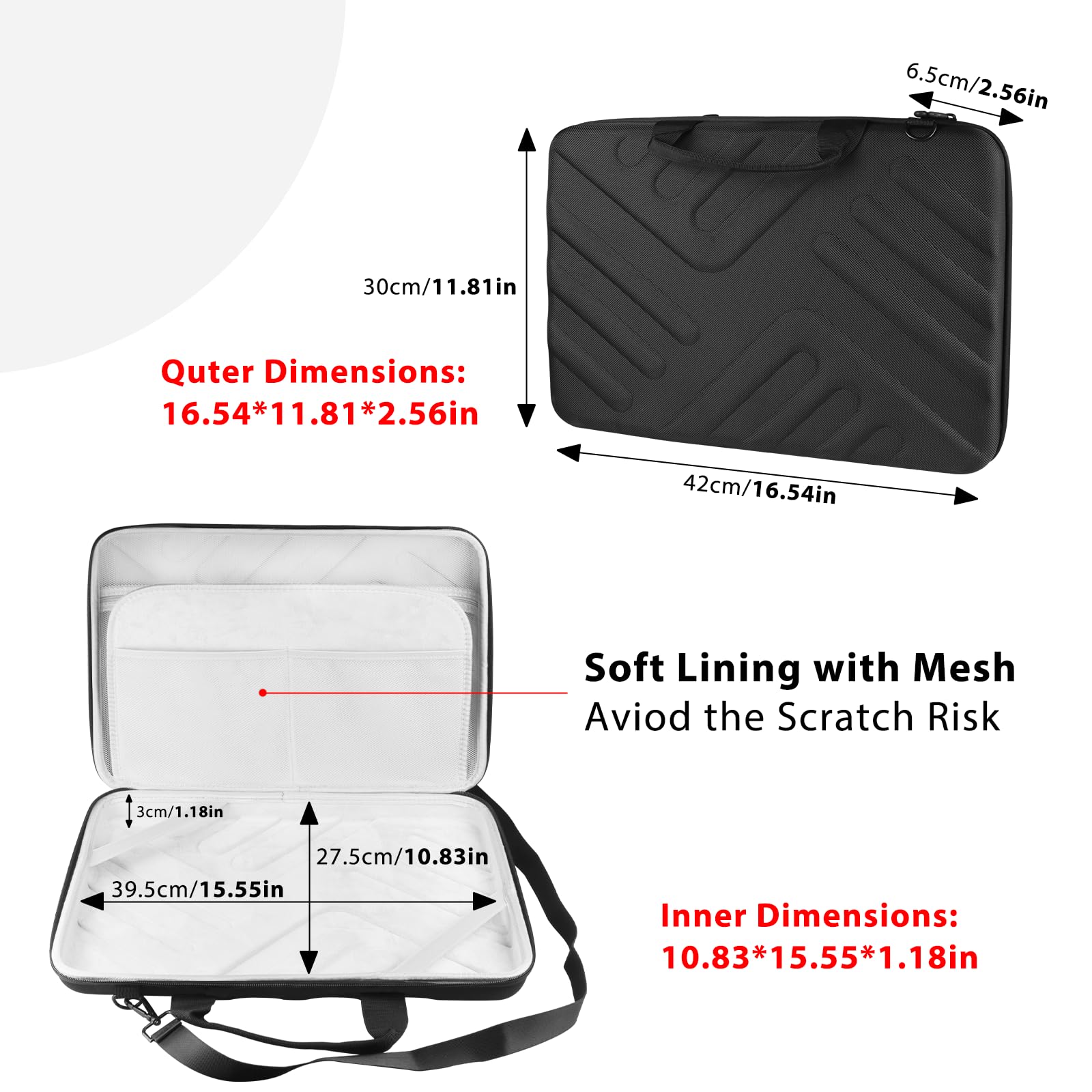 Custodia rigida da viaggio per lettore DVD portatile Boifout/Yoton/Pofoto da 17,5", per YOTON/PJGCWB 16,9"/15,5" POFOTO 15,6", borsa portaoggetti per accessori (solo custodia)
