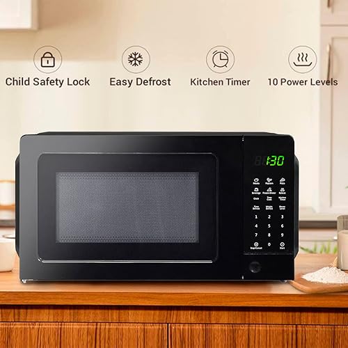 Miniatura 5 de Techomey Countertop Microwave Oven with Child Lock, Small Microwave Ovens with Removable Turntable Push Button Door, 6 Auto Menus, 0.7 Cu.Ft, 700W,