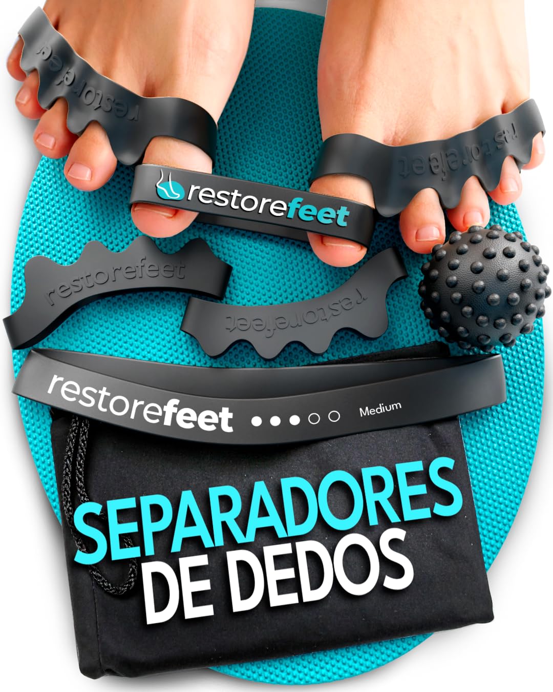 Kit Barefoot 5 en 1 – Separadores de Dedos, Bandas Elásticas y Pelota Miofascial para restaurar la fuerza, movilidad y funcionalidad natural de tus pies. Alivia juanetes y dedos torcidos