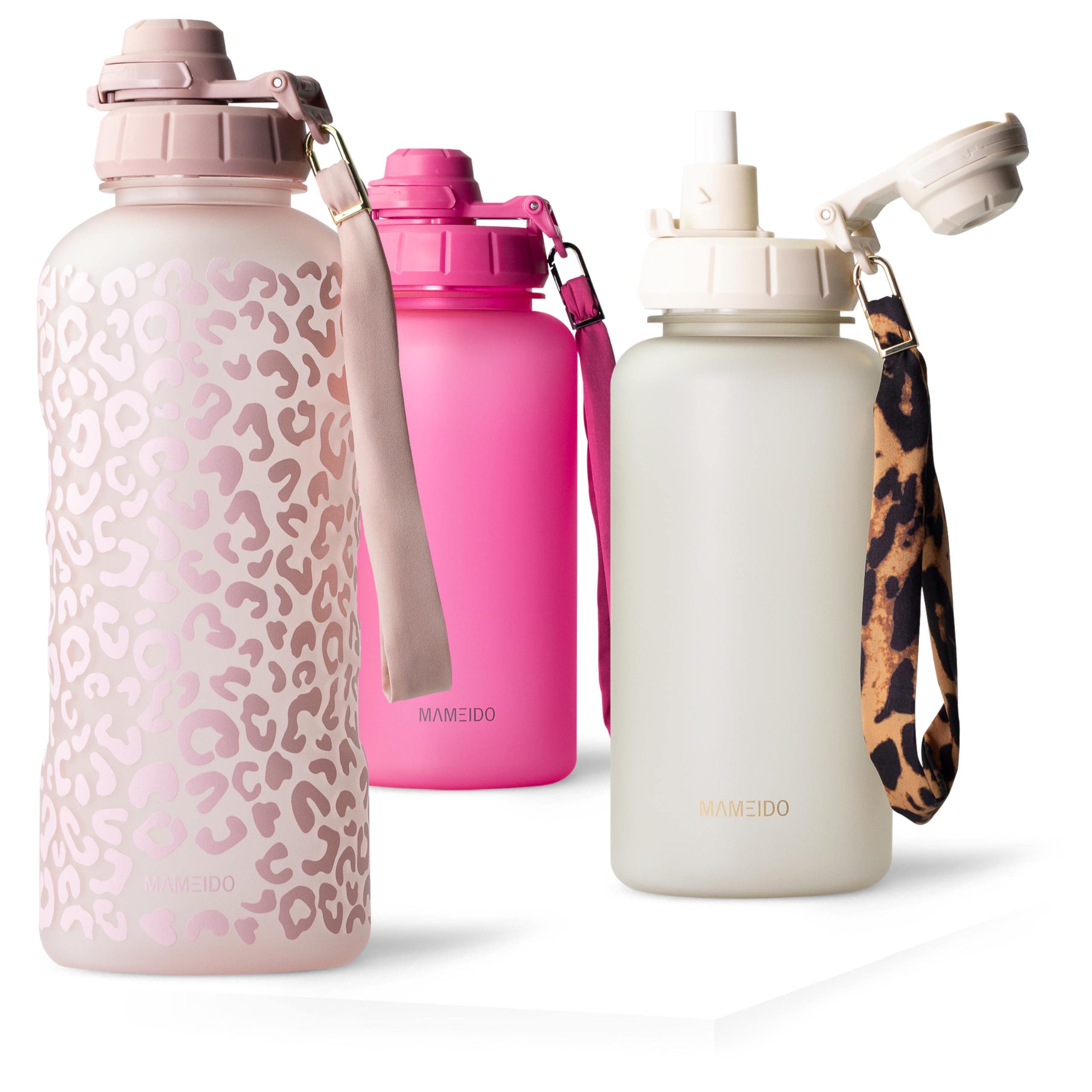 Mameido Wild Candy Water Bottle With Straw & Time Markings 2 L, Leakproof Tritan Sports Water Bottle, Drinks Bottle Bpa-Free, Gym Water Bottle (Wild Candy)