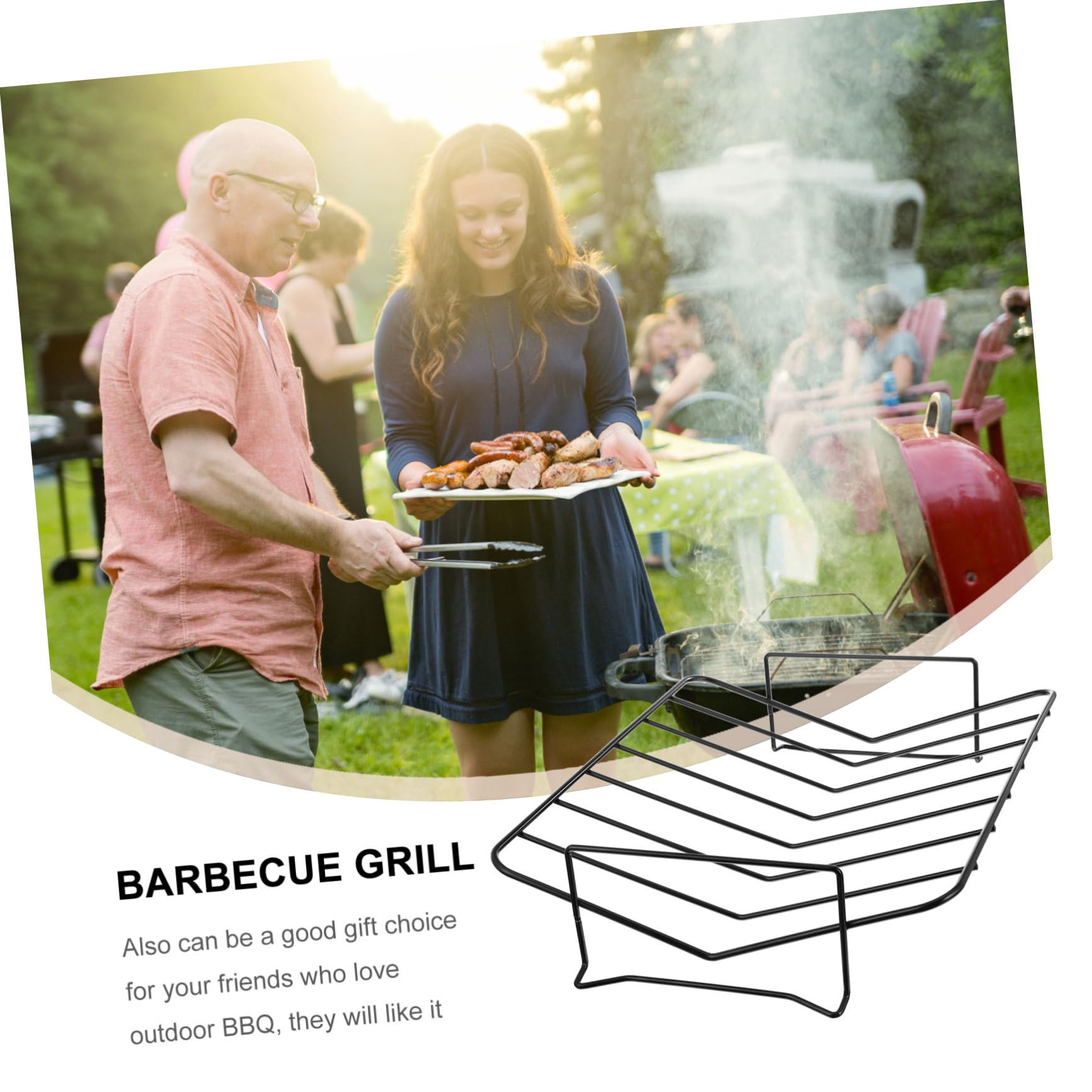 1pezzi Supporto per Grill in Acciaio al Carbonio per Barbecue Esterna Pratico Mensola per Barbecue