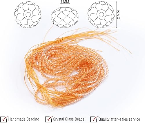 Miniatura 2 de 980 cuentas de cristal Rondelle de 0.079 pulgadas, micro 48 cuentas de vidrio facetadas con corte de diamante, hebra de piedras preciosas para hacer