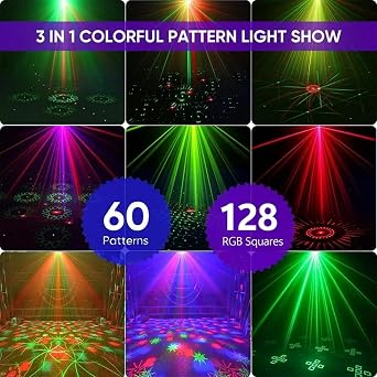 3-in-1 Disco Ball Laser Strobe Party Light with Remote, USB