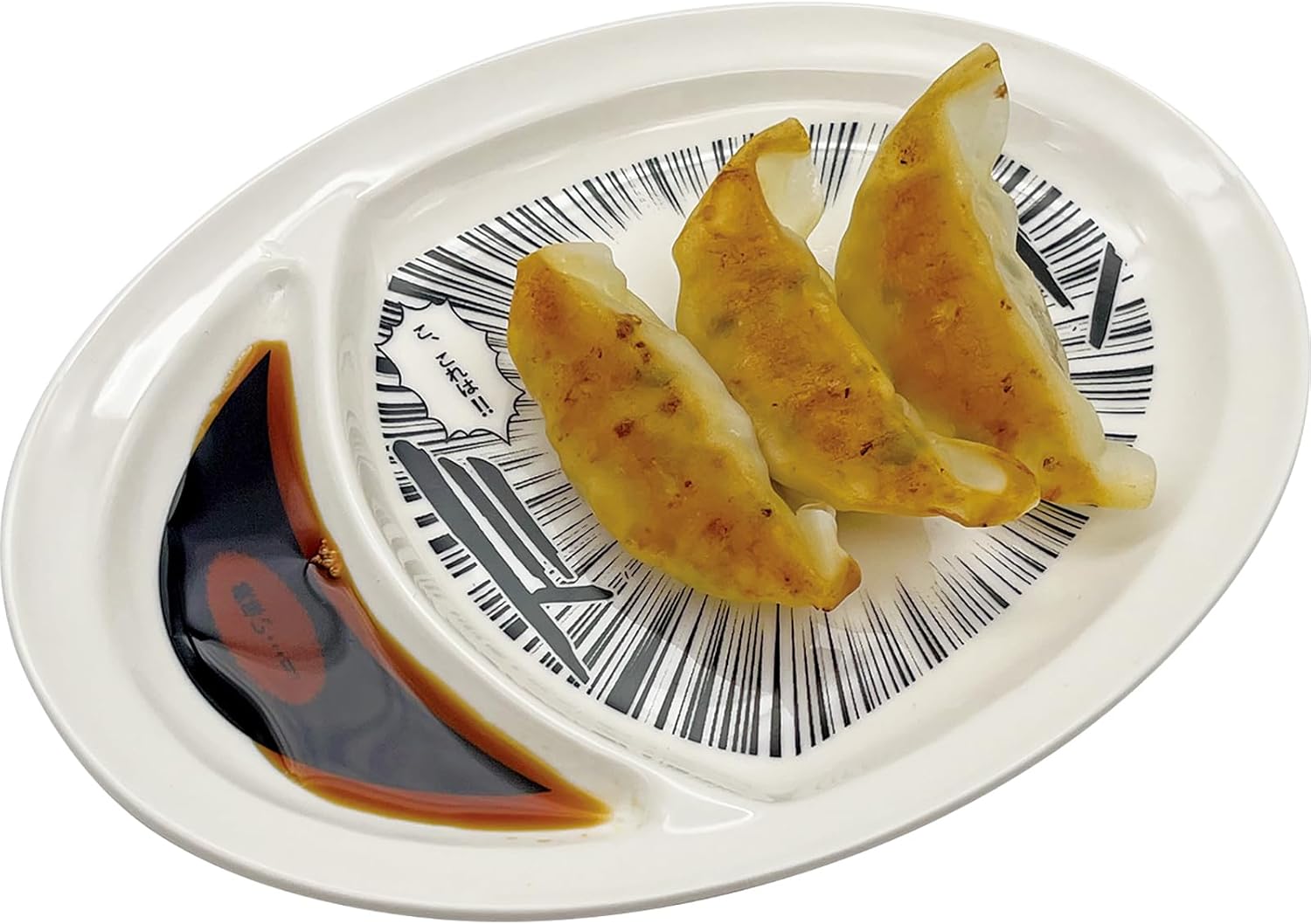 SAN4750 Funny Dinnerware Comic Dumpling Plate Diameter Approx. 8.3 x 5.9 x 0.8 inches (21 x 15 x 2 cm), Don Tableware, Miscellaneous Goods, Year-end Party, Birthday Gift, White, Made in Japan