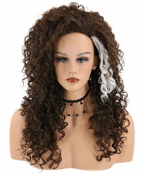 Womens Dark Brown Long Wavy Curly Hair Halloween Cosplay Costume Wig