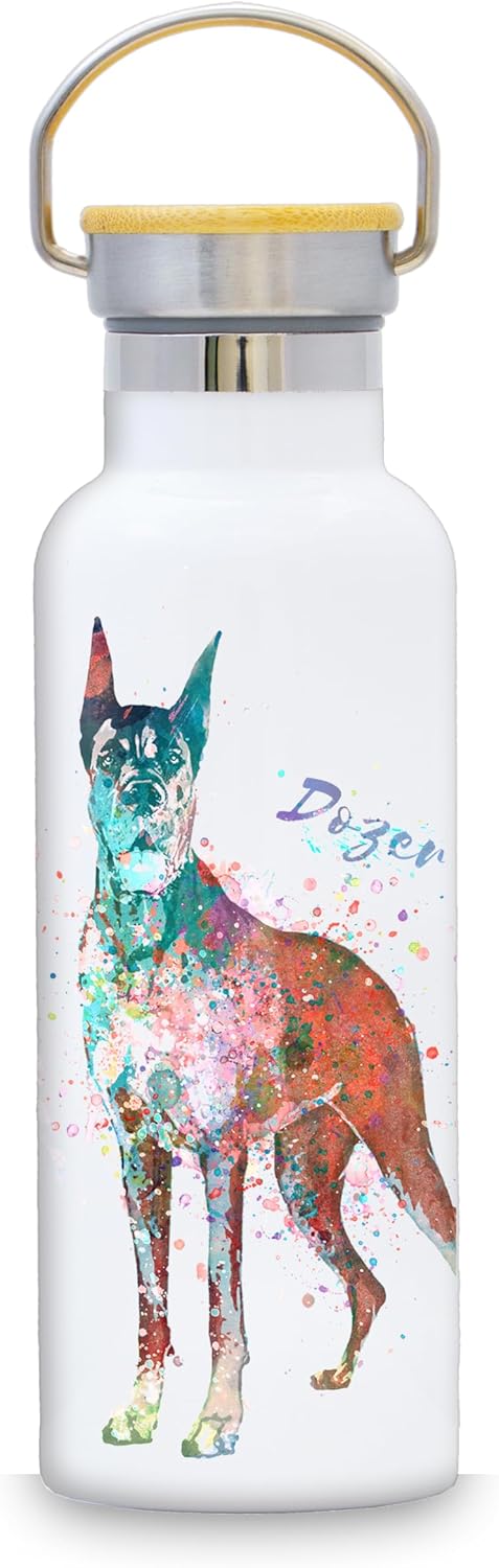 Personal-Prints | Personalized Watercolor Dog 16oz Stainless Steel Water Bottle| Your Dog’s Breed and Name | Shorthaired Pointer