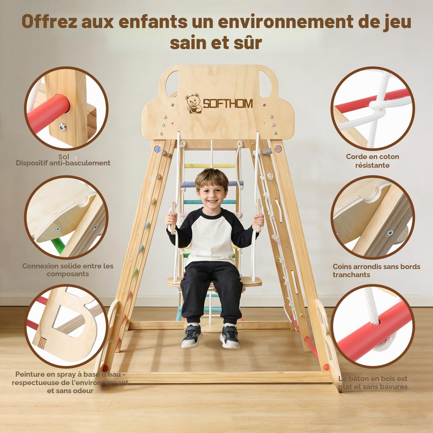 Aire de jeux intérieure en bois pour enfants - Aire de jeux 6 en 1 + b - Wood Wood Toys Aire de jeux intérieure en bois pour enfants - Aire de jeux 6 en 1 + b - Wood Wood Toys