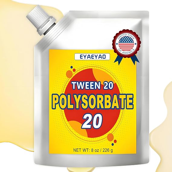 Polysorbate 20 - Emulsifier & Solubilizer for DIY Skincare, Cosmetics, Lotions, and Essential Oils - Perfect for Homemade Beauty Products - Gentle on Skin (8 Ounces)