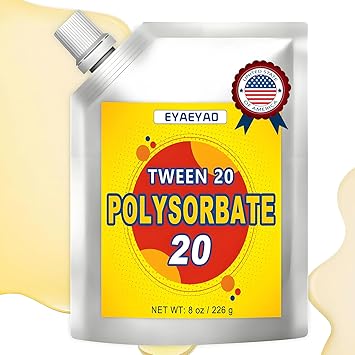 Polysorbate 20 - Emulsifier & Solubilizer for DIY Skincare, Cosmetics, Lotions, and Essential Oils - Perfect for Homemade Beauty Products - Gentle on Skin 8 Ounces