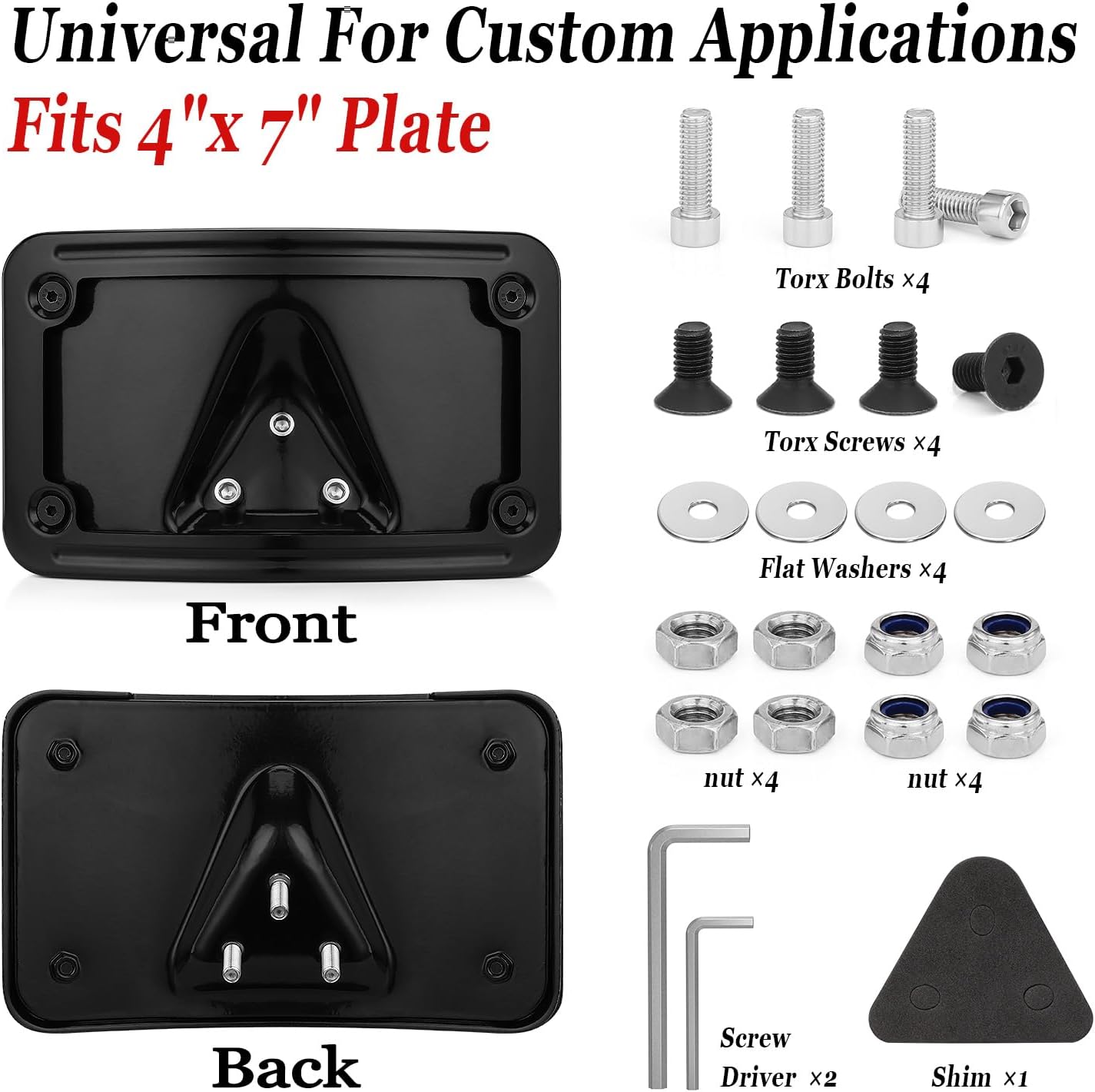 3148 OKLPF Curved Laydown License Plate Mount Frame Compatible with Harley Davidson Motorcycle - Rear License Plate Bracket,with 3-Hole for Easy Installation,Side Holder (Black) OEM # 3148