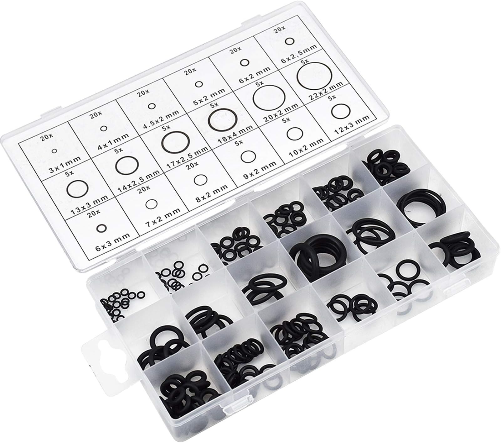 225 Pcs O Rings Rubber Washers, 18 Sizes Nitrile Metric Gaskets Seal, Tap O-Rings Assortment 3mm-22mm, Rubber Spacer Grommets Sealing for Plumbing Repair, Mixer Tap