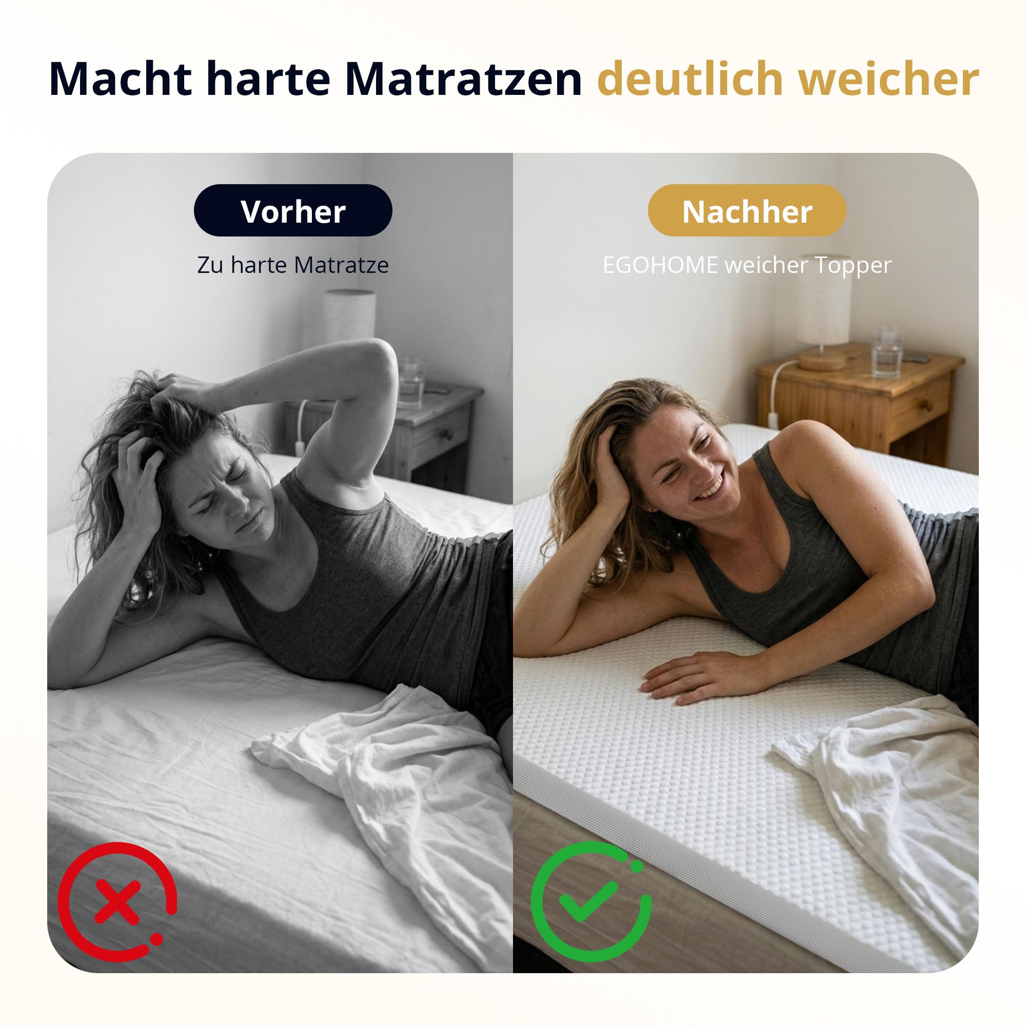 Ego Home Topper para colchones de 140 x 190 cm, 5 cm de Altura, de Espuma viscoelástica con Certificado Öko-Tex, extraíble y Lavable, para Cama con somier, colchones, sofá Cama