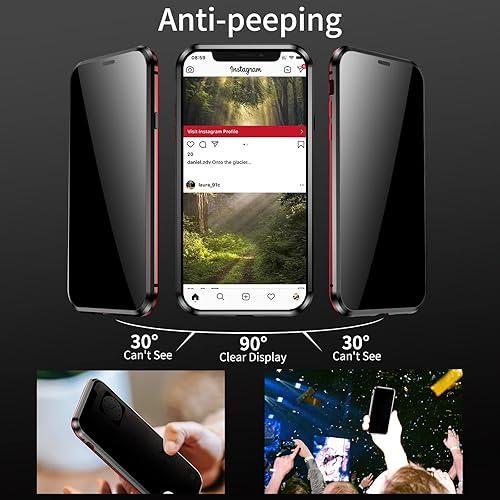 Miniatura 2 de Funda magnética de privacidad para iPhone 12  iPhone 12 Pro, cubierta de absorción magnética de doble cara con protector de pantalla antiespía y