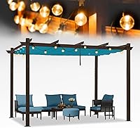 Vista 42 de PURPLE LEAF Pérgola Retráctil para Exteriores de 10' X 12' con Toldo de Sombra Solar Cubierta Blanca Refugio de Metal para Patio Jardín Porche Patio