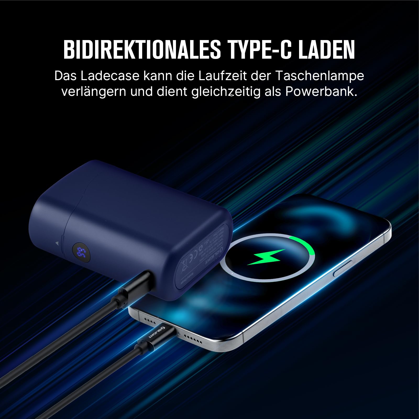 OLIGHT Baton 4 kit Mini LED Taschenlampe Wiederaufladbare mit dimmbarem Ladecase, Handlampe bis zu 190 Tage Laufzeit, 1300Lm 170m Leuchtweite superhell klein Flashlight für Alltag, IPX8 Blau
