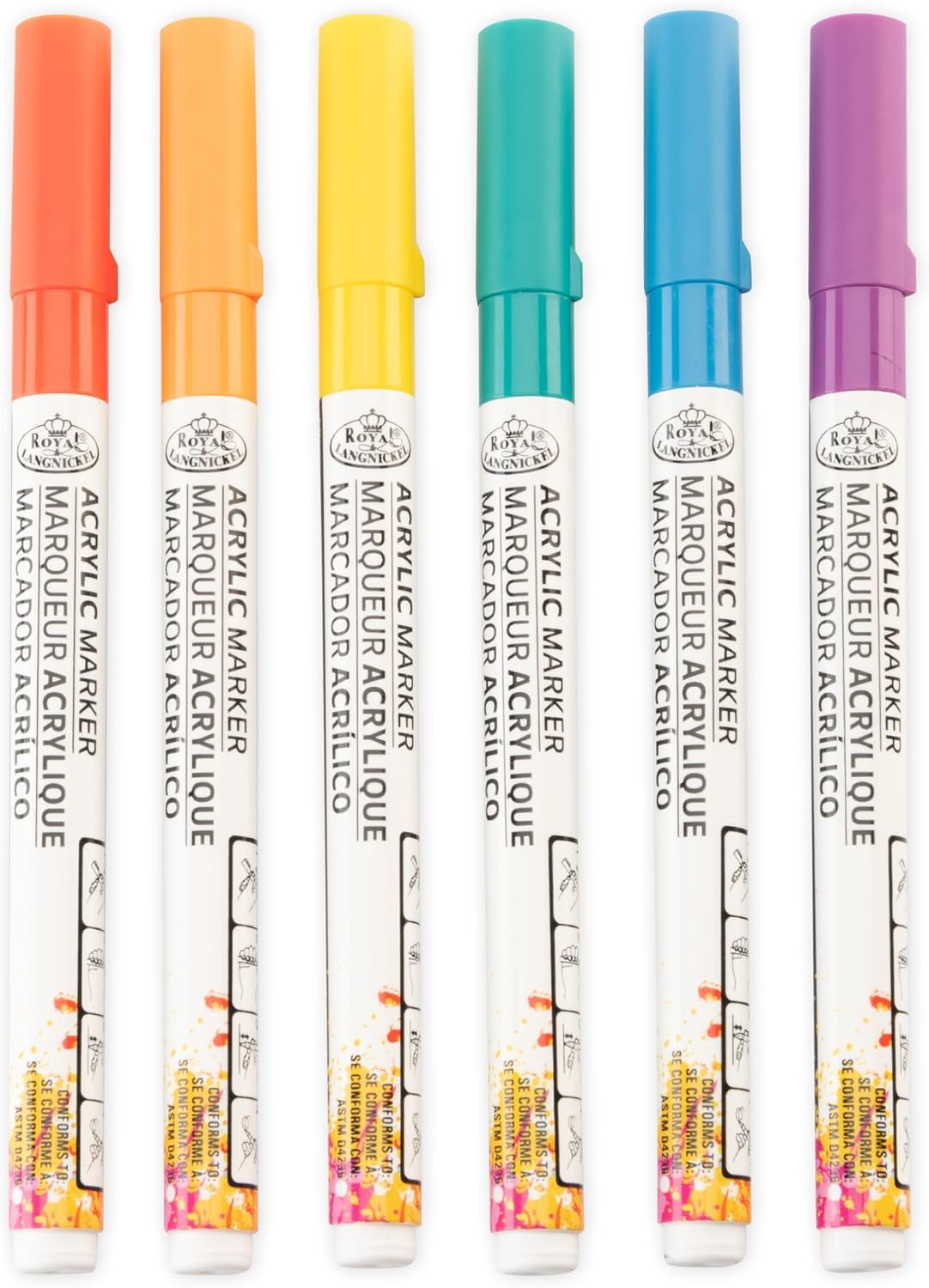 Royal & Langnickel 6 Piece Acrylic Rainbow Marker Set, 7mm