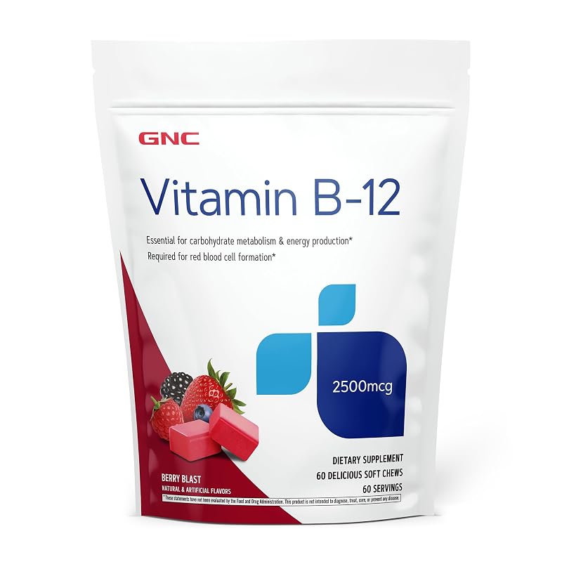 GNC Suplemento de Vitamina B12 2.500 mcg, 60 gomas mastigáveis