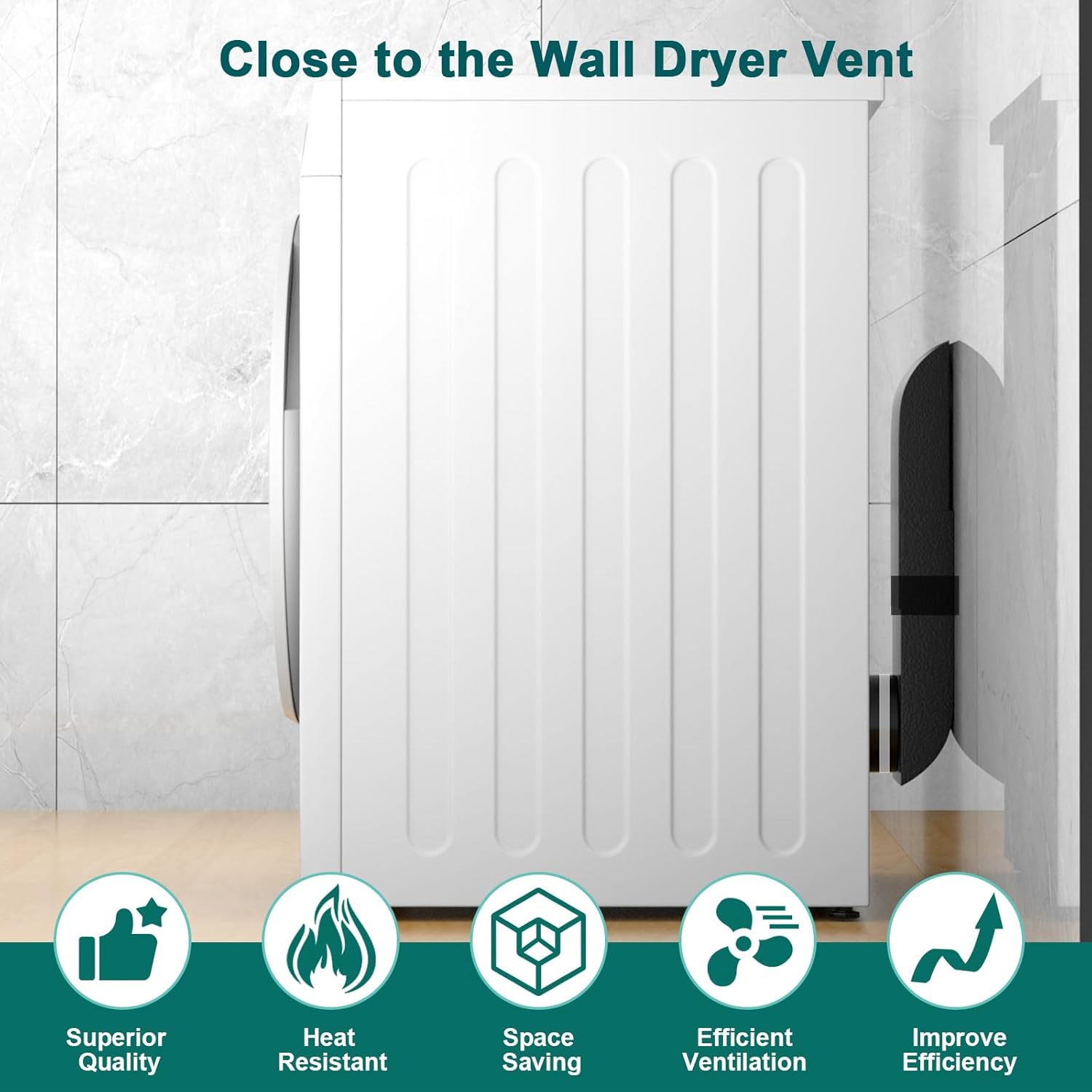 Periscope Dryer Vent, 9.5-14.5" Adjustable Dryer Vent Upgraded 304 Stainless Steel Telescoping Dryer Vent Connector Kit for 4 in Outlet Tight Space Slim Flat Exhaust Duct Pipe Hose Replacement Vents