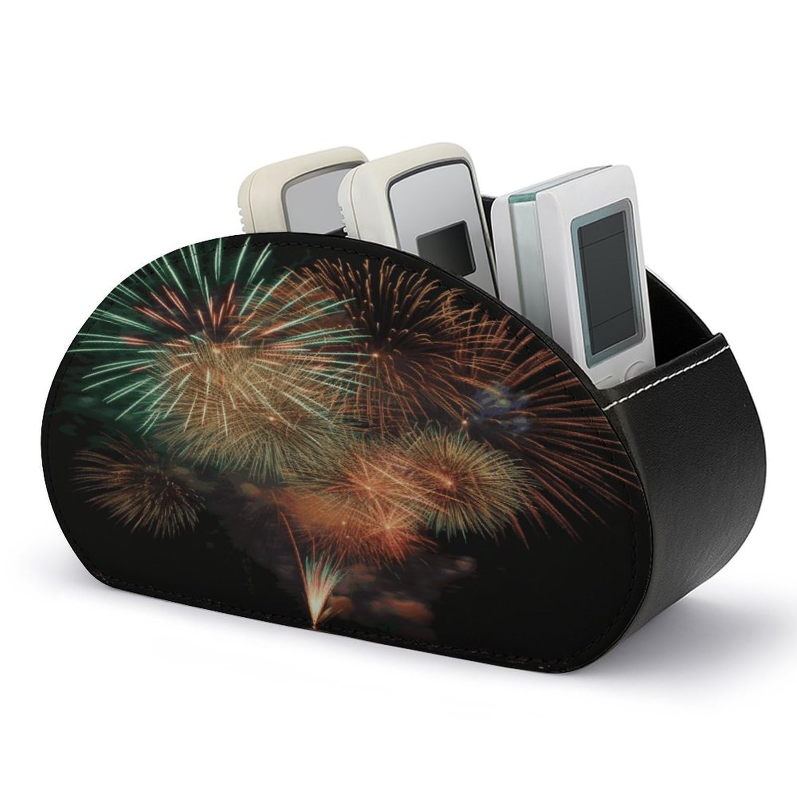 FekiLoot Fireworks Remote Control Stand with 5 Compartments, Remote Organizer for Table, TV, Storage Box/Tray for Media Controllers and Office Supplies