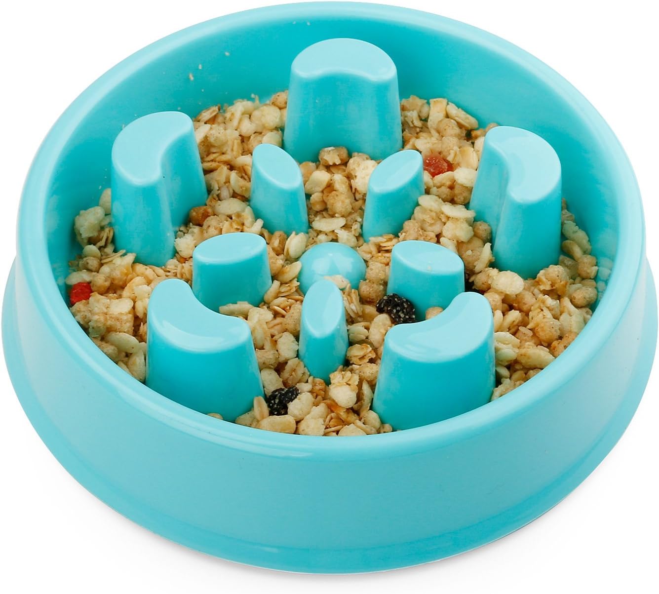 JASGOOD Dog Feeder Slow Eating Pet Bowl Eco-Friendly Durable Non-Toxic Preventing Choking Healthy Design Bowl for Dog Pet(S-M,D-Blue)