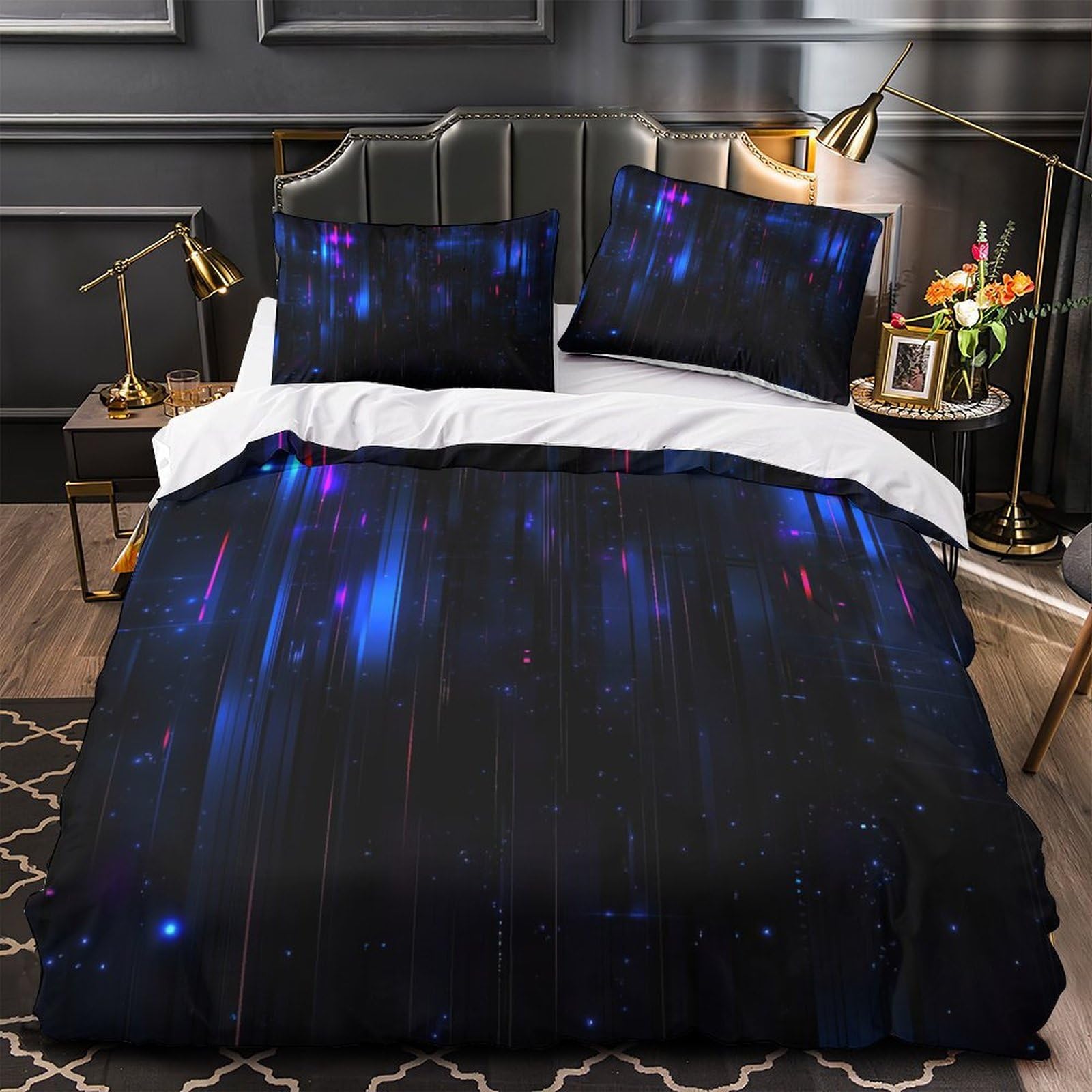 Linge de lit king size 220x240cm effet 3D au fini numérique abstrait